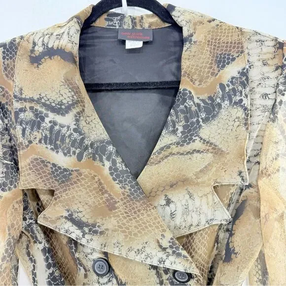 New York Extremes Black Taupe Snake Print Double Breasted Sheer Sleeve Blazer - Picture 4 of 16